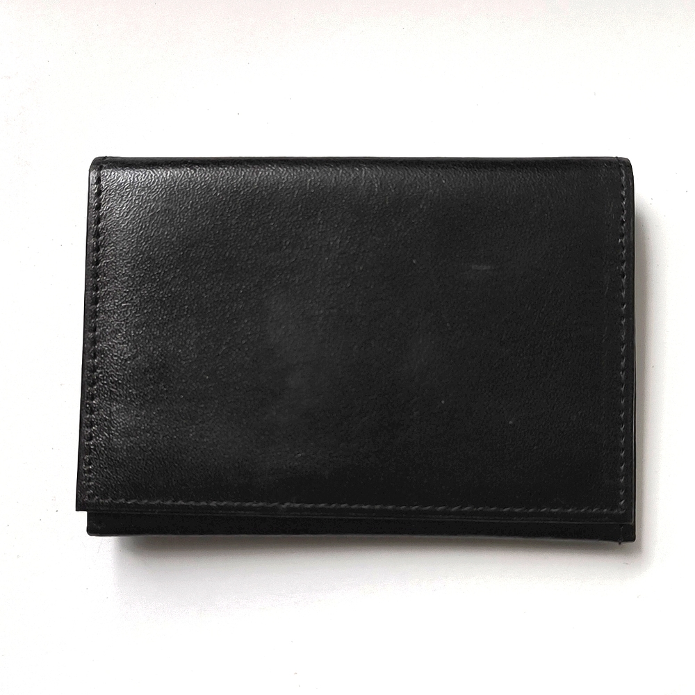 Men's Credit Card Holder ID Case Bifold Wallet Black Leather